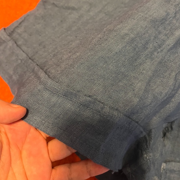 Retro petrol blue high waist pure linen gathered shorts bermudas NWT - Picture 5 of 9